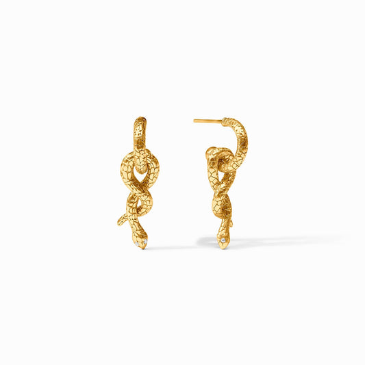 Snake Hoop& Charm Earring CZ