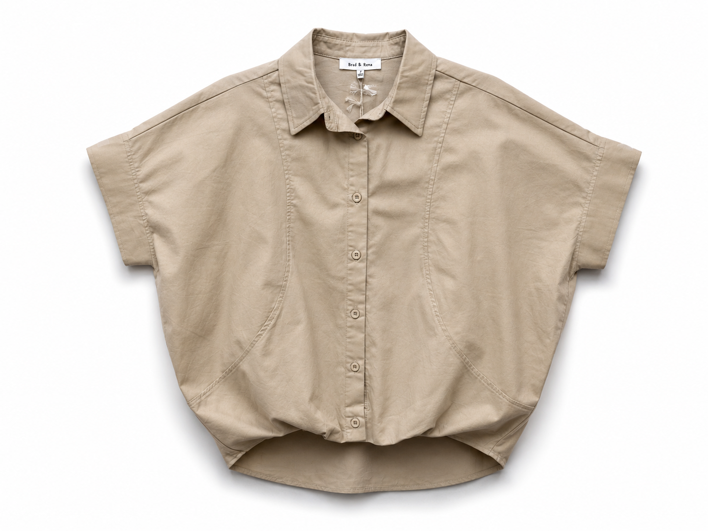 S/S Taupe Button Front Top