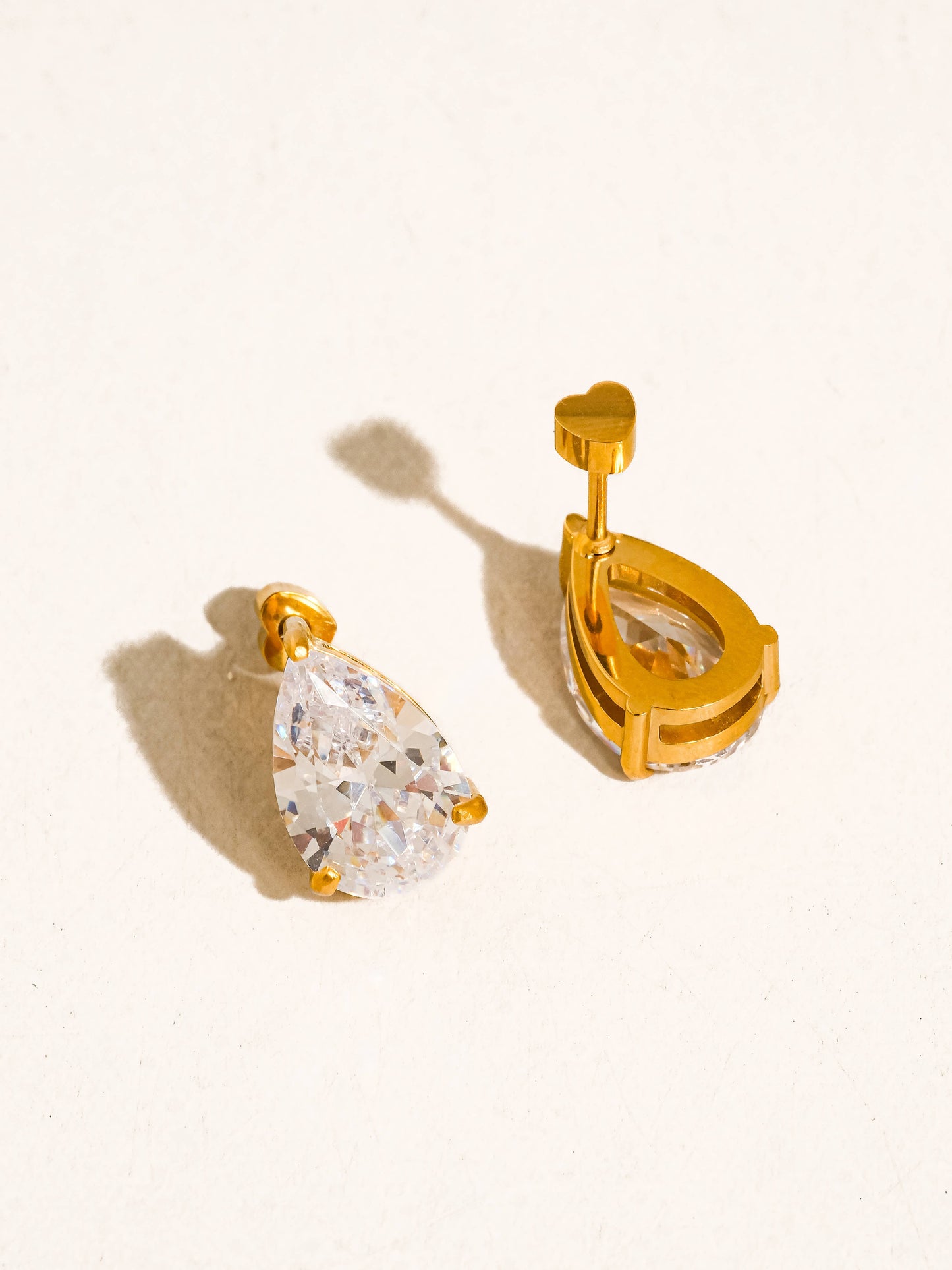 Avenn 18K Gold Non-Tarnish Round CZ  Earrings: Yellow Gold / R-Emerald