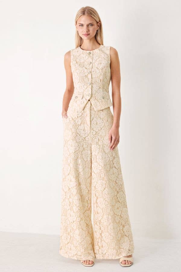 Woven Lace Peach Pant
