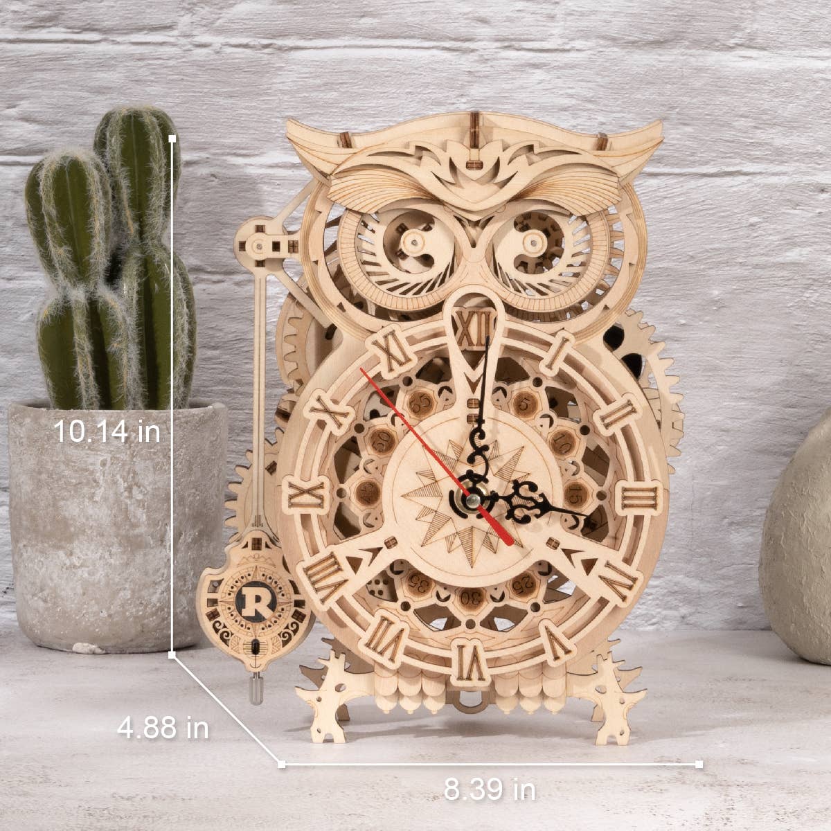 LK503 Owl Clock Mechanical Gears Puzzle