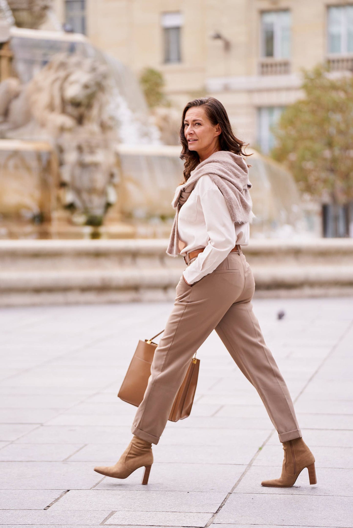 Garance straight tailored pants: Navy / 34