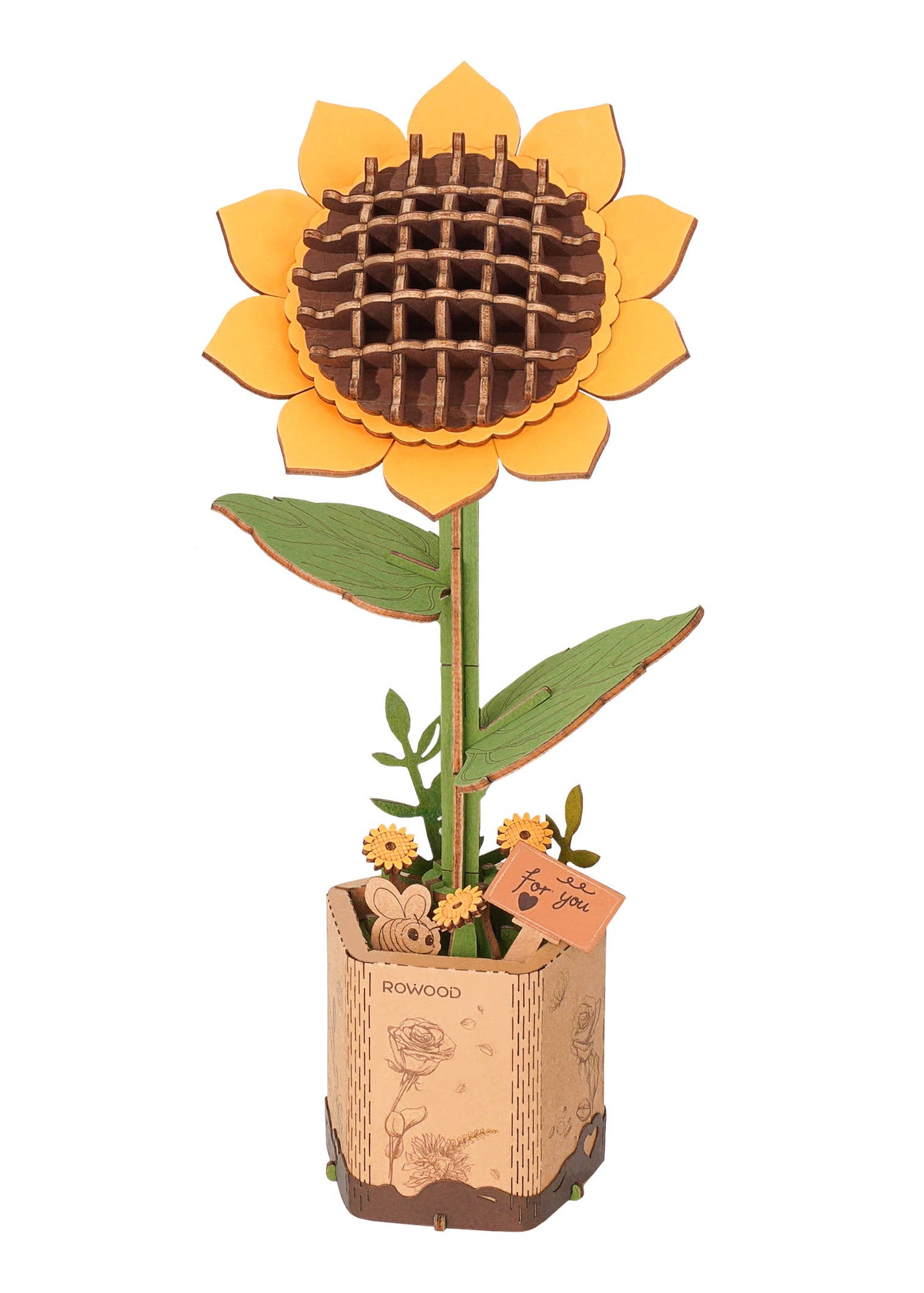 TW011 Sunflower Robotime Rowood DIY Wooden Flower 3D Puzzles