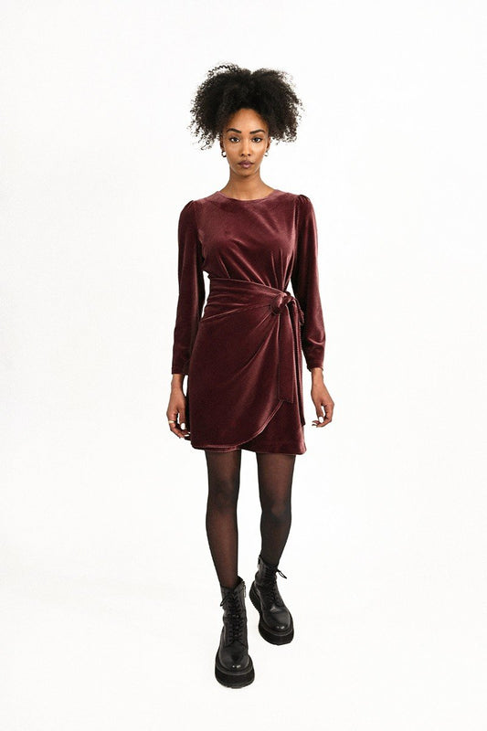 ASYMMETRIC VELVET DRESS