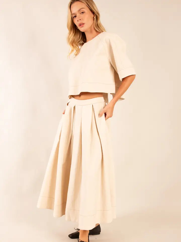 Back Tie Detail Latte Structured Top