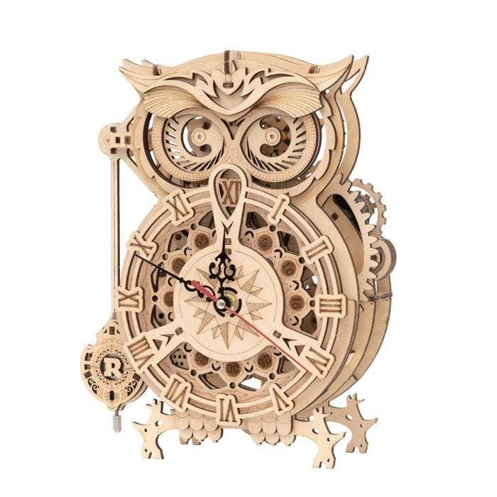 LK503 Owl Clock Mechanical Gears Puzzle