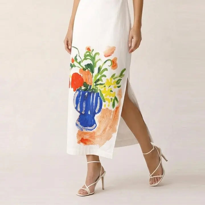 S/L Garden Print Maxi Dress