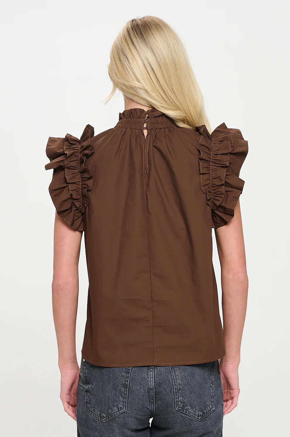 Brown Poplin Top