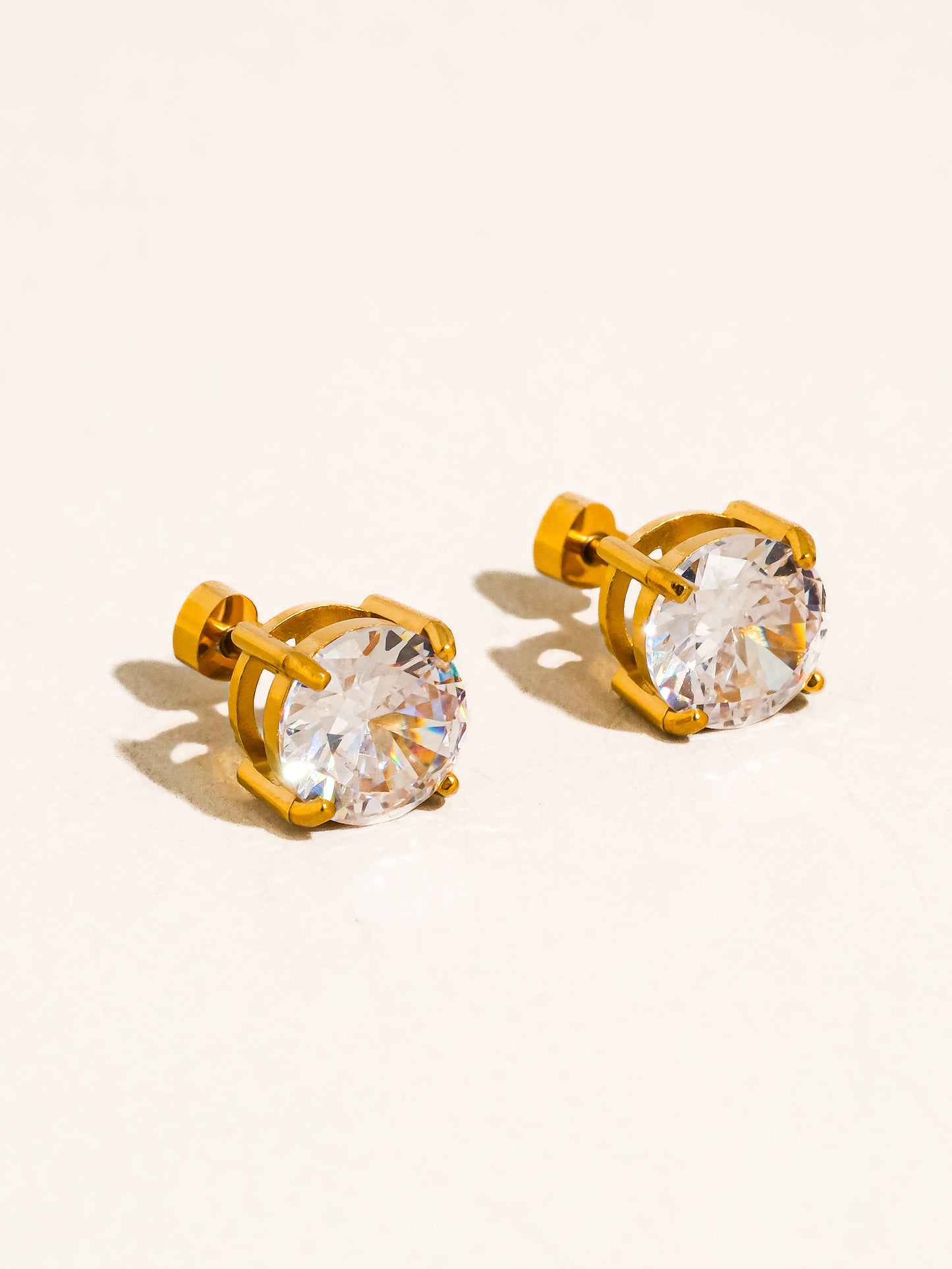 Avenn 18K Gold Non-Tarnish Round CZ  Back Earrings: Yellow Gold / C-Round