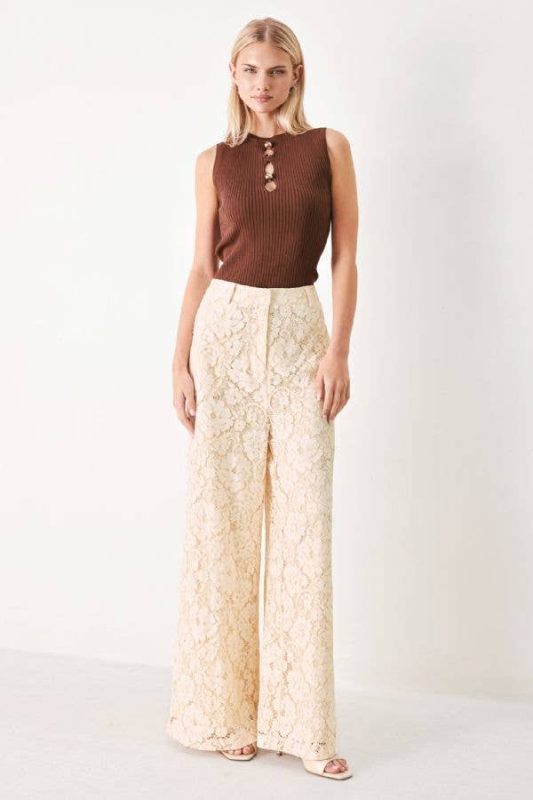 Woven Lace Peach Pant
