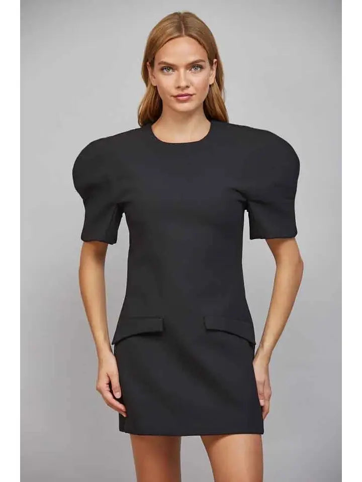 Flap Pocket Detail Structured Dress