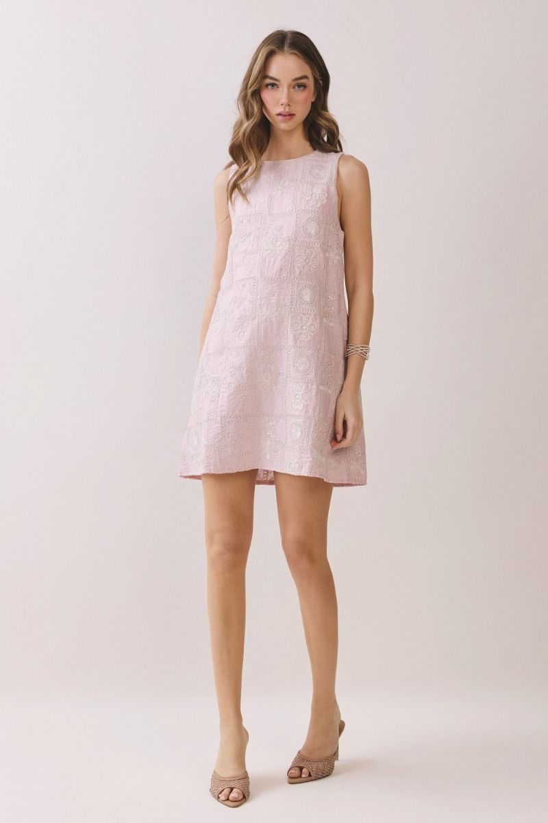 Indian Embroidered S/L Mini Shift Dress