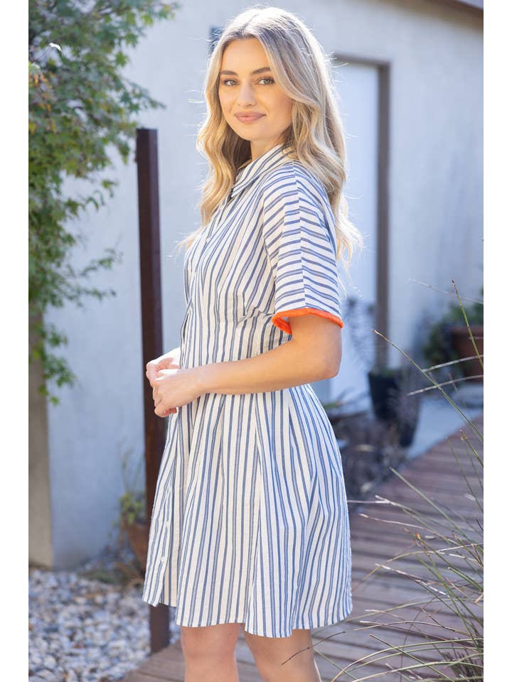 Pleated Waist Flare Dress