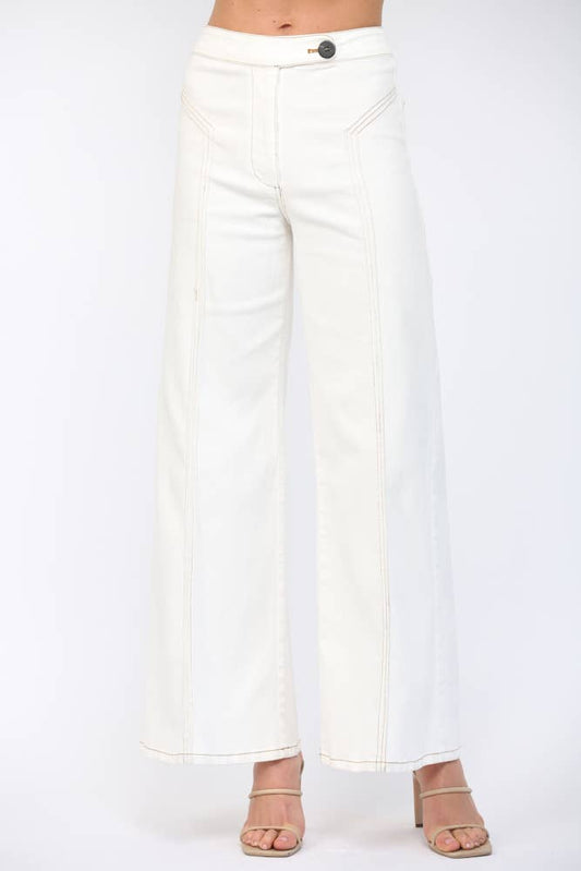 TOPSTITCHING Hi-WAISTED FLARE Denim Jeans