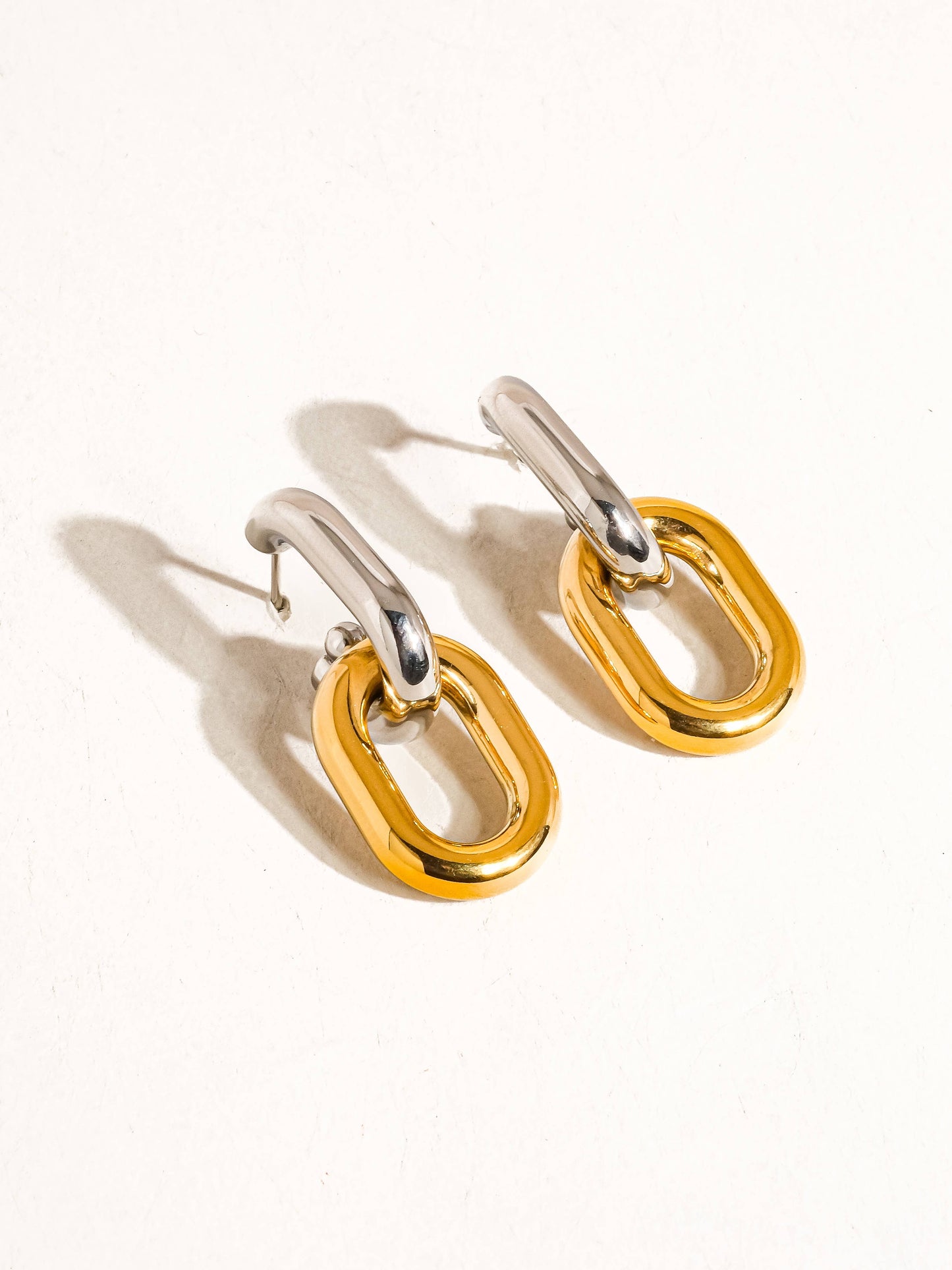 Jaxon 18K Non-Tarnish Double Chain Earring: Multi-Colored