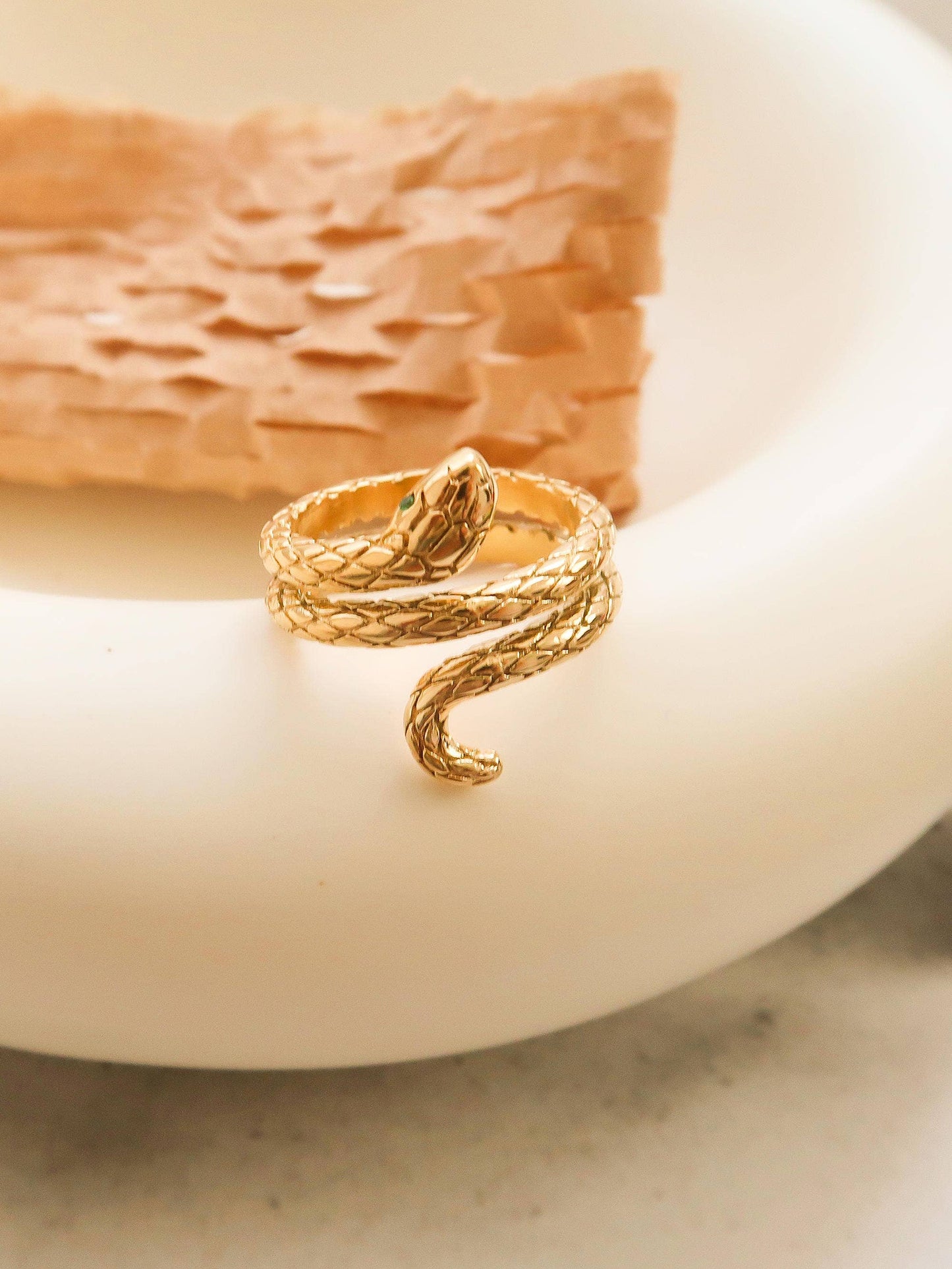 Lamia Gold Non-Tarnish Serpent Ring: Yellow Gold / 8