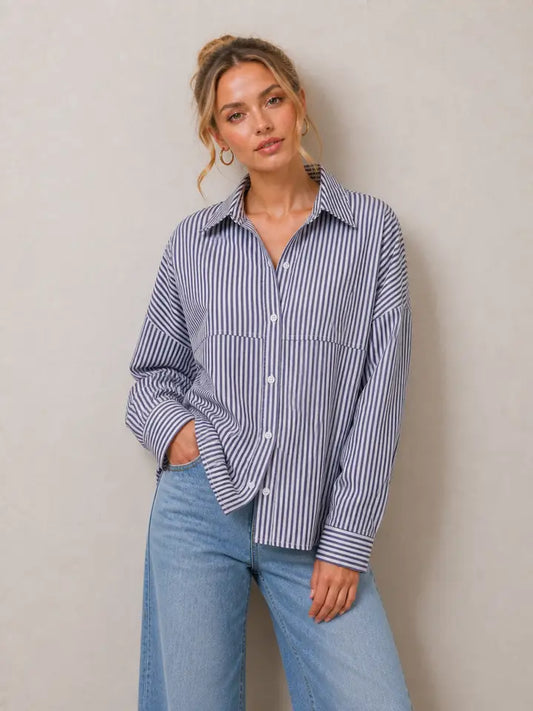 OVERSIZE Striped and Solid Shirt