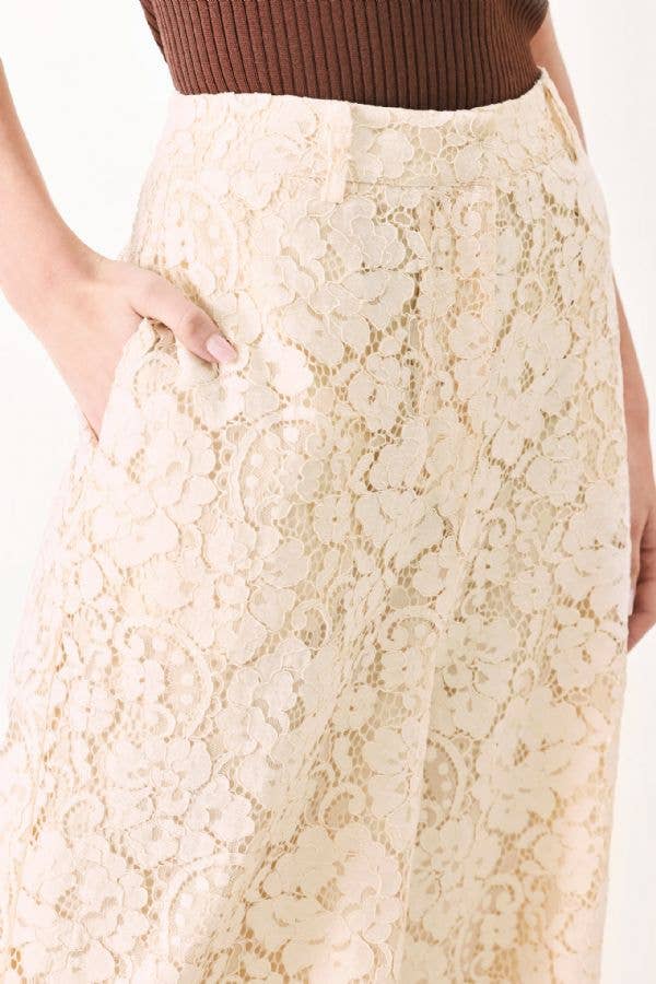 Woven Lace Peach Pant
