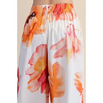 High Waist Ruffle Waist W/L Pant