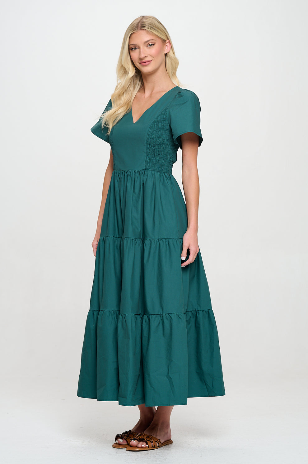 Hunter Green Poplin Maxi Dress