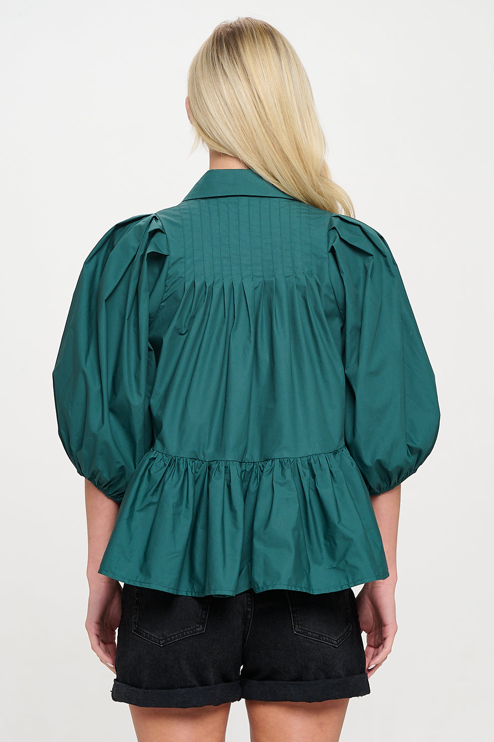 Hunter Green Poplin Blouse