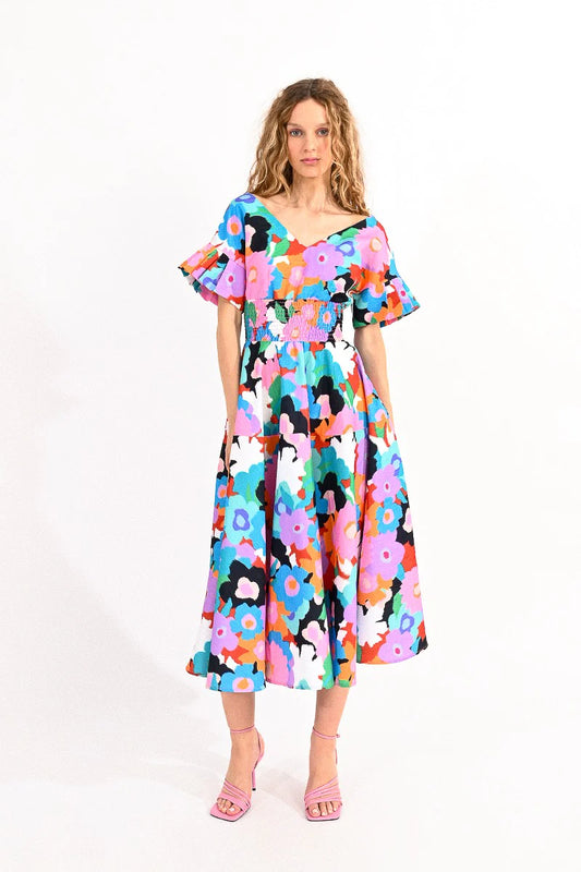 Midi dress floral print dress