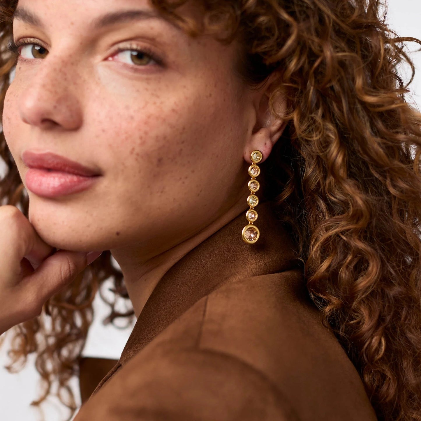 Rainbow Tier Gold Earring with Champaign Radiance