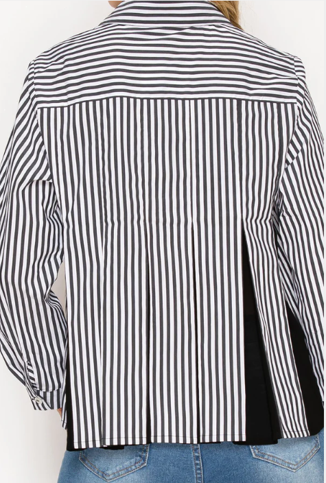 Pleated Shirt Black with stripes