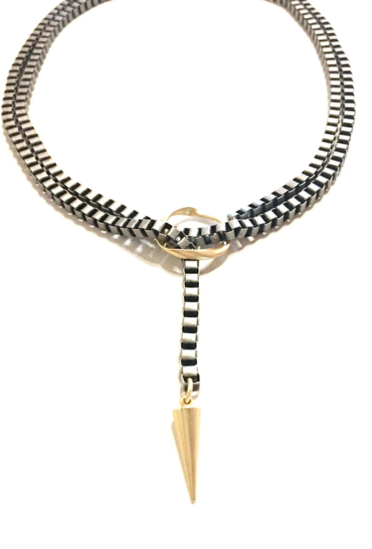 Dylan Necklace  Antique silver/gold spike