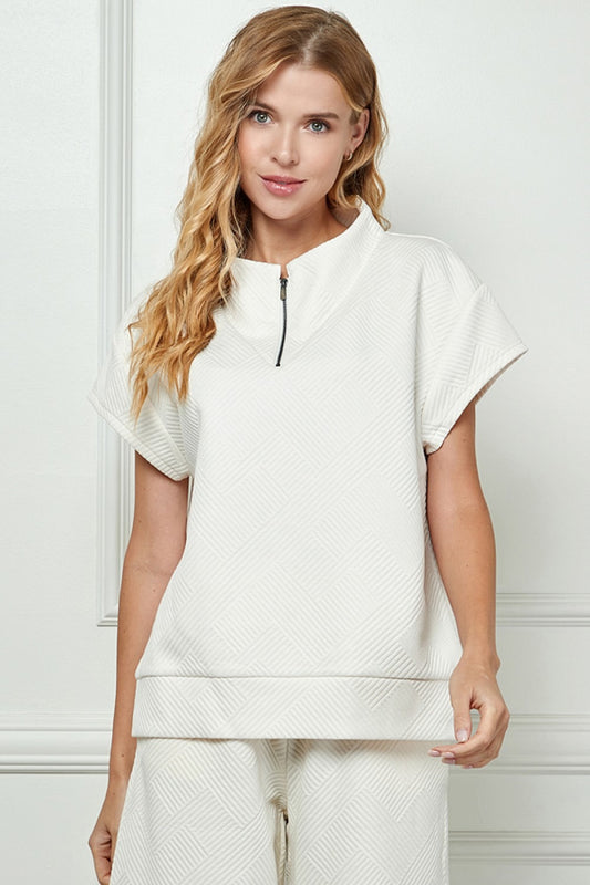Textured Half Zip Top