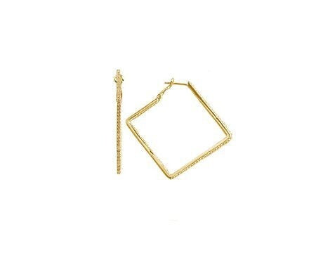 GOLD PAVE OPEN SQUARE HOOP EAR JE3815
