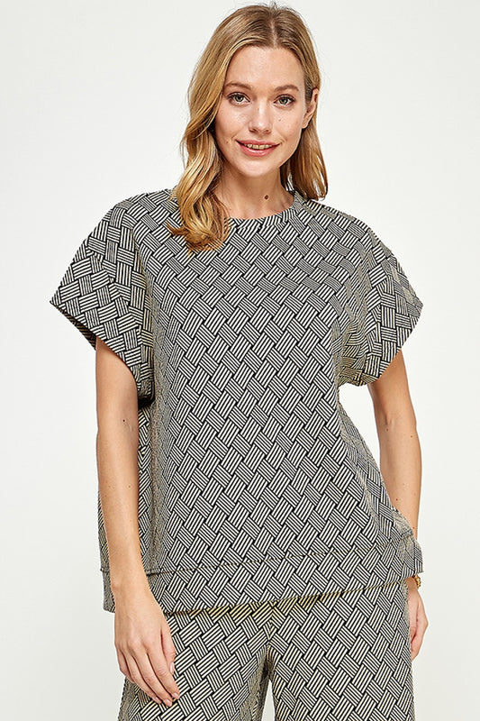 BROWN TEXTURED LOUNGE TOP