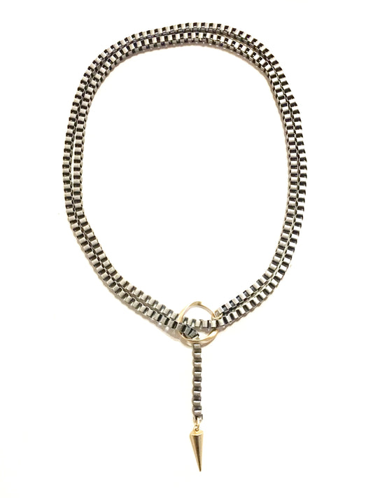 Dylan Necklace oxidized silver/gold spike