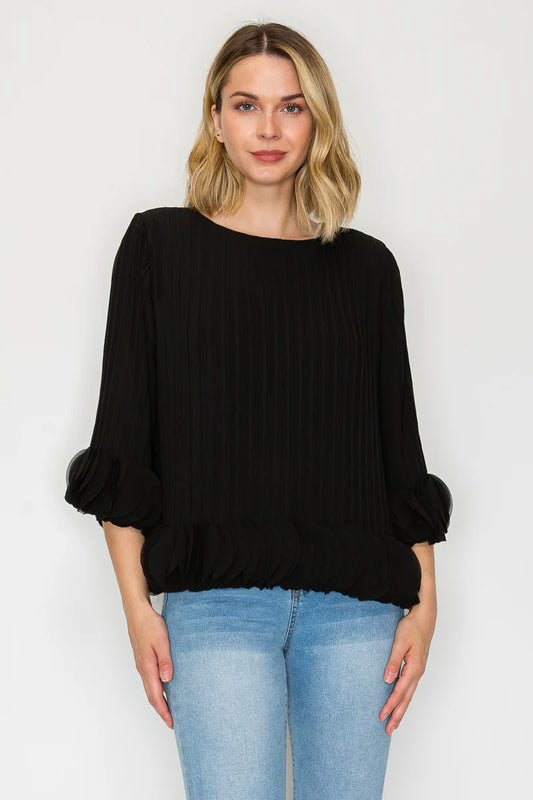 Woven Pleated Top Black or Red
