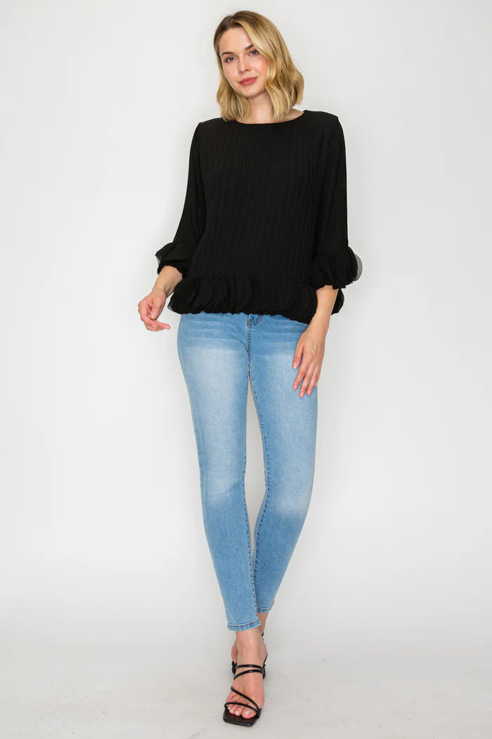 Woven Pleated Top Black or Red