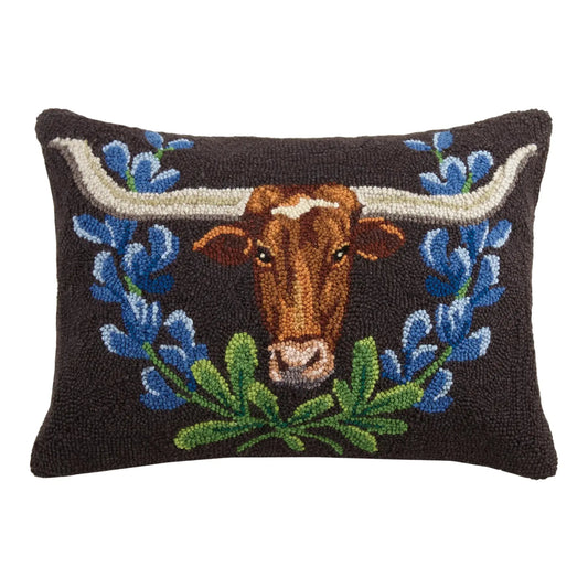 Blue Bonnet Longhorn Pillow