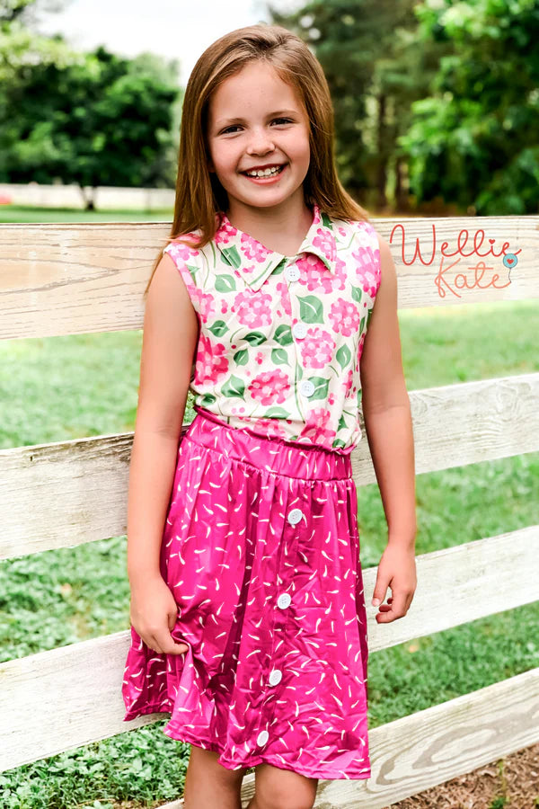 Pink Floral Skort Set