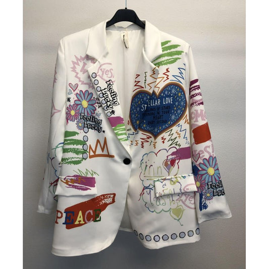 Stellar Love Printed Blazer- One Size