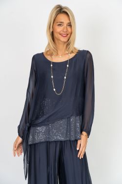 Silk Blouse with Sequins Detail