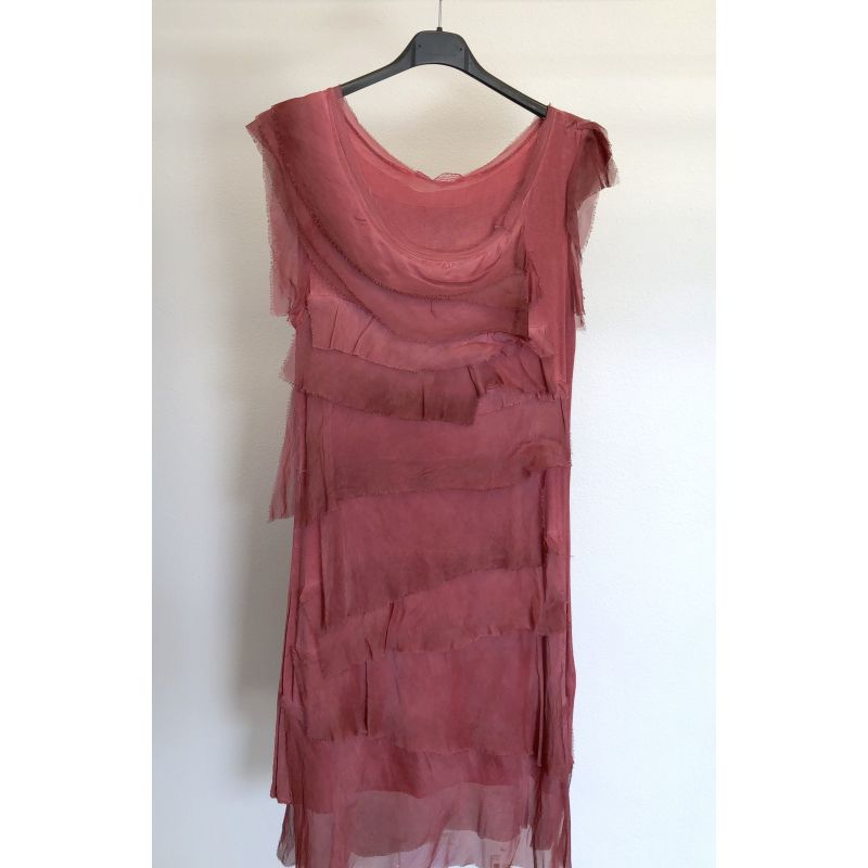 SHORT SILK RUFFLE DRESS