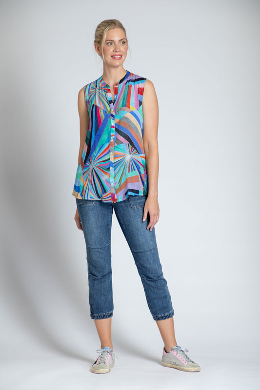 Sleeveless Geometric Print Top