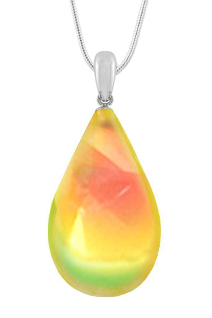Lg.Drop Pendent Nk Sterling Sil. w/Glass Crys