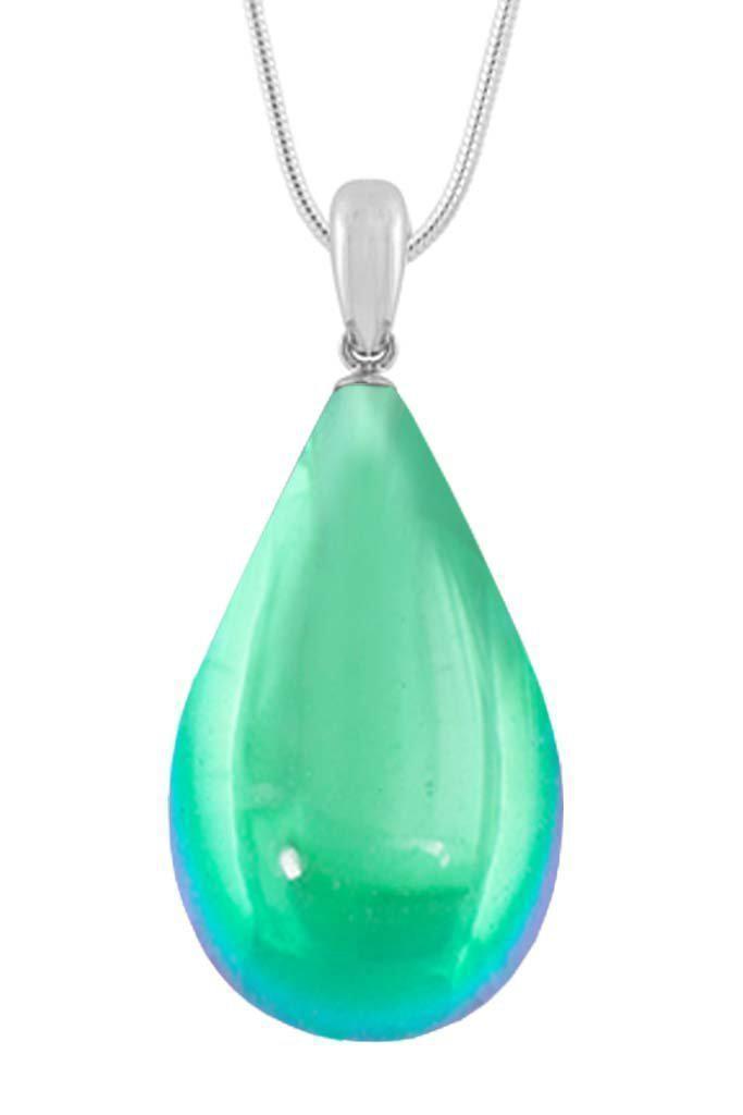 Lg.Drop Pendent Nk Sterling Sil. w/Glass Crys