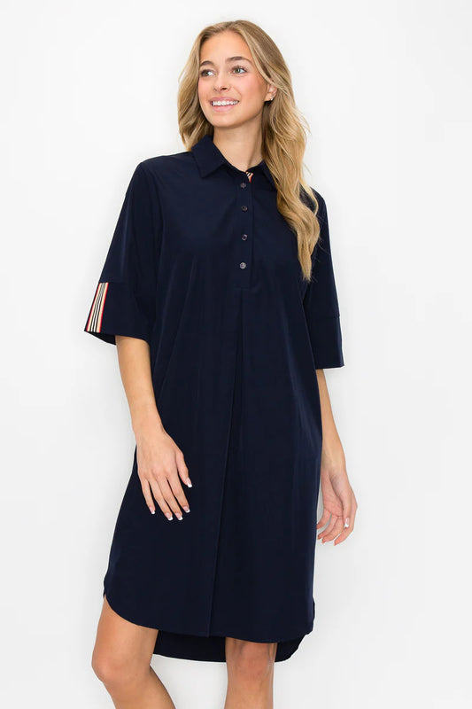 Navy Woven Tunic Dress