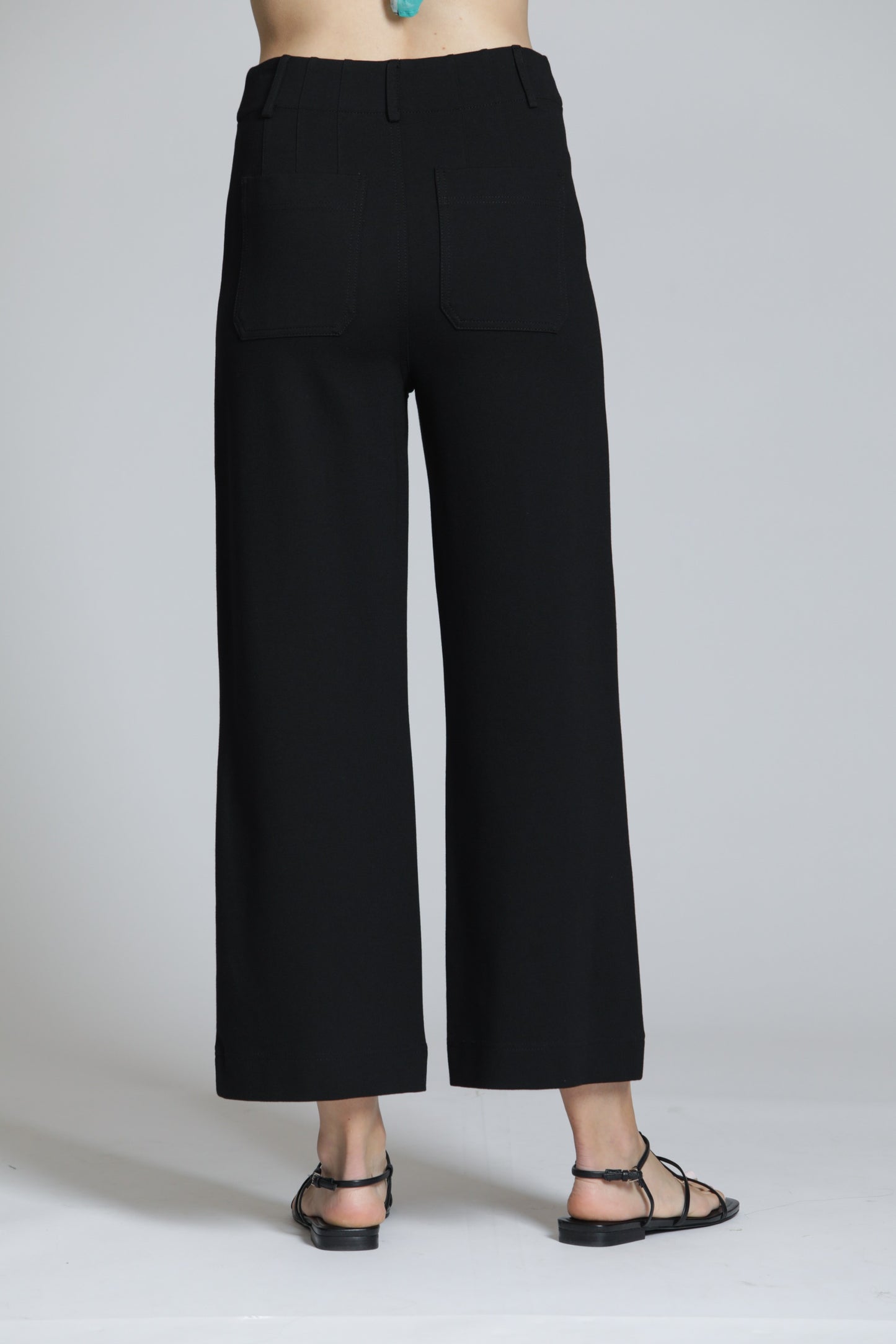 Ponte Cropped wide leg pant w/Patch Pocket