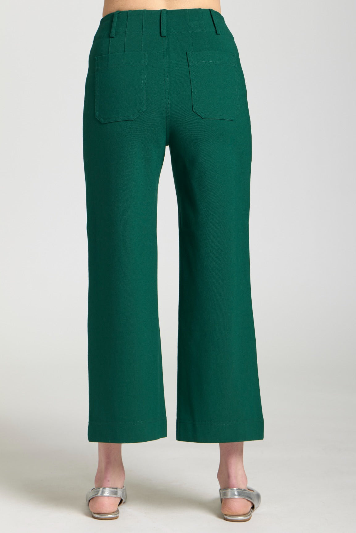 Ponte Cropped wide leg pant w/Patch Pocket