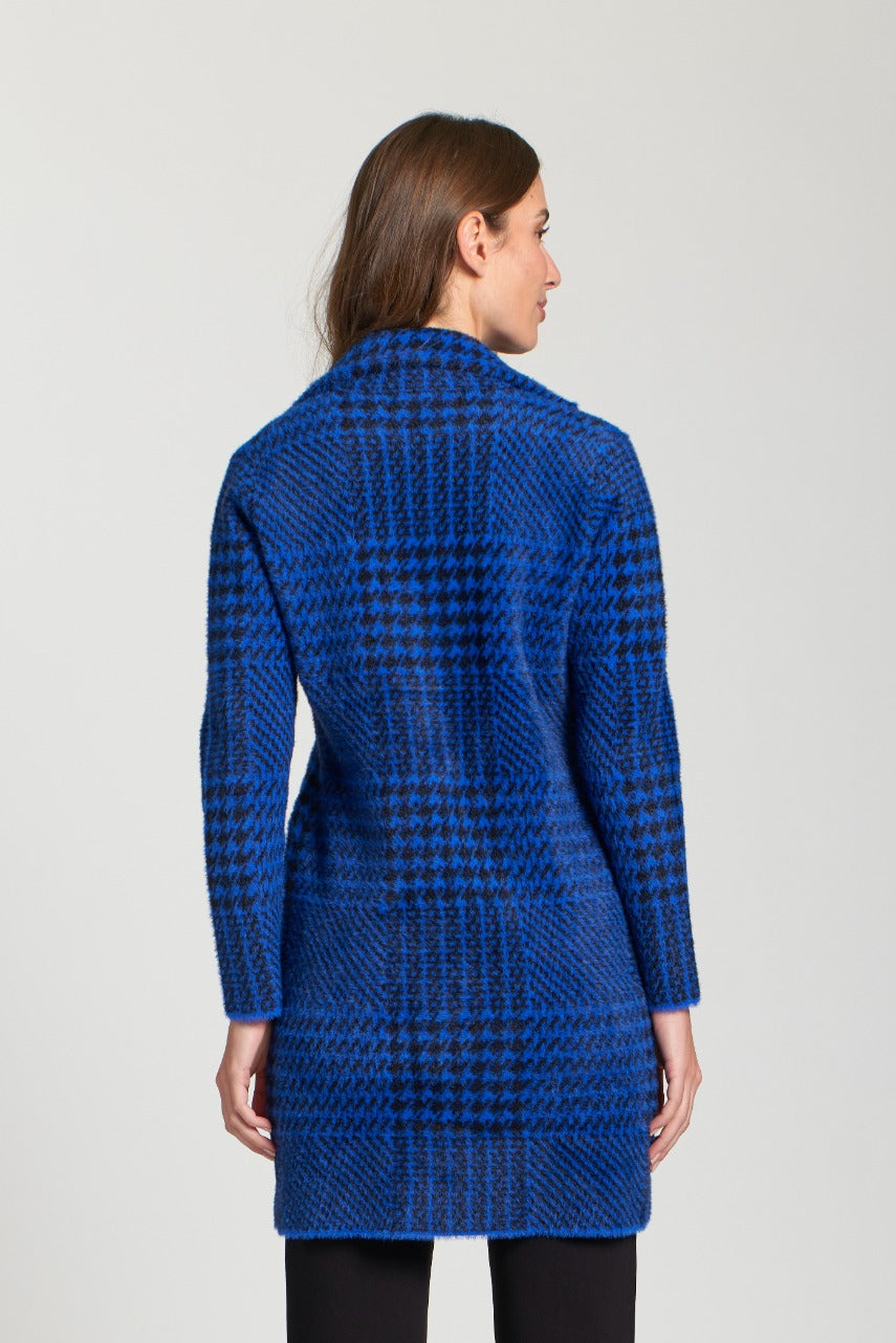 Single Breasted SW100E Blue Houndstooth Coat