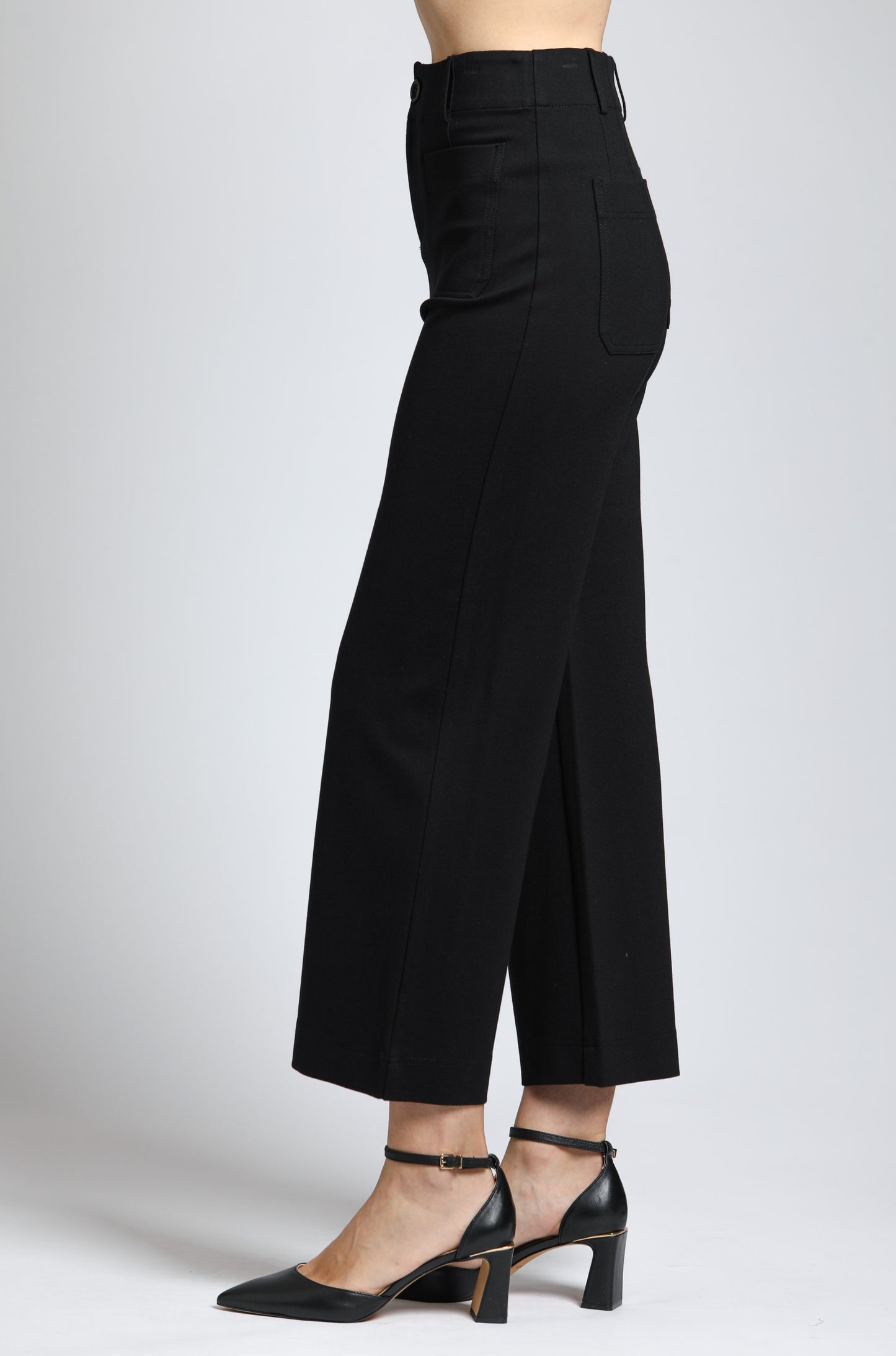 Ponte Cropped wide leg pant w/Patch Pocket