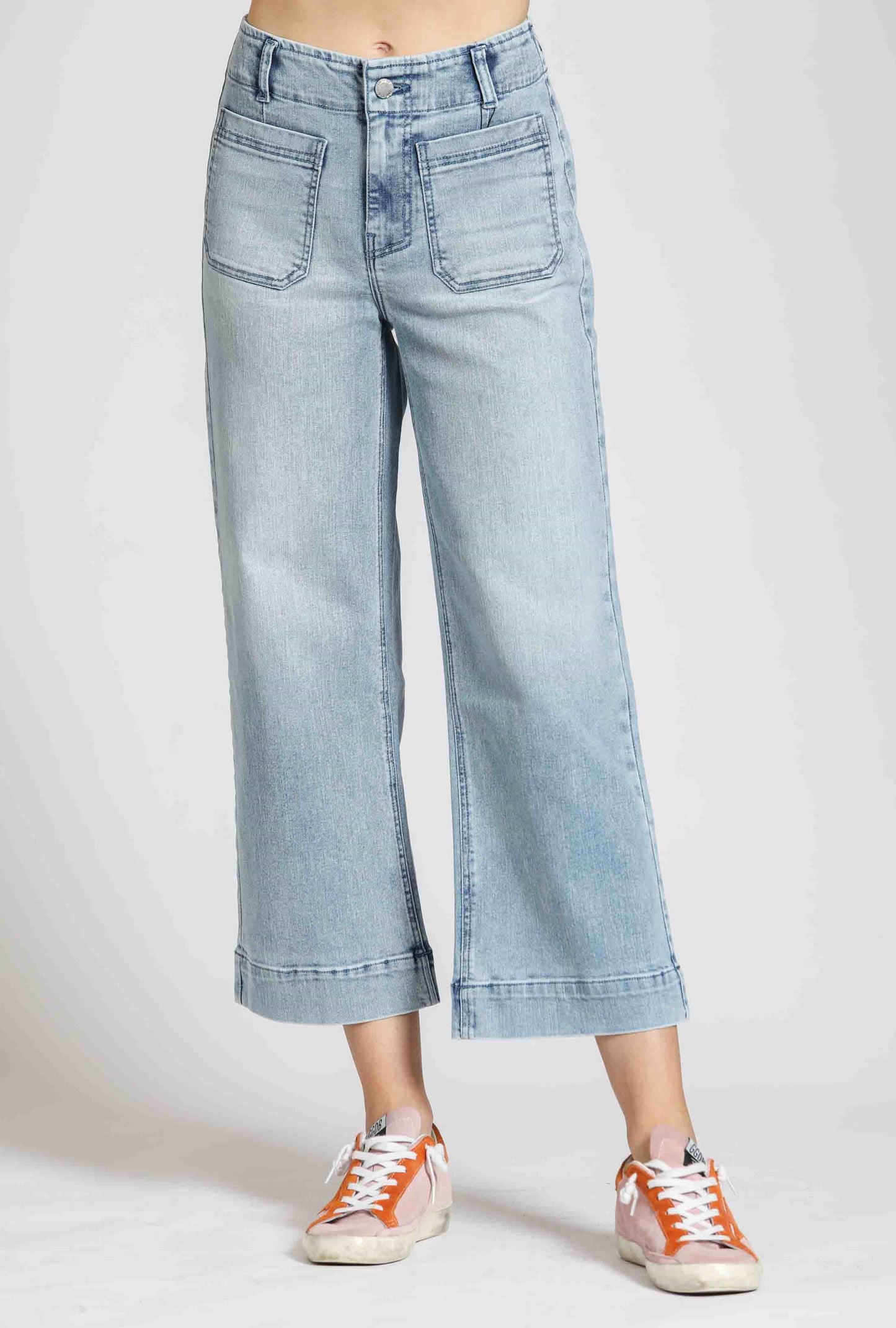Cropped  B168 Wide leg Pant Patch Pockets