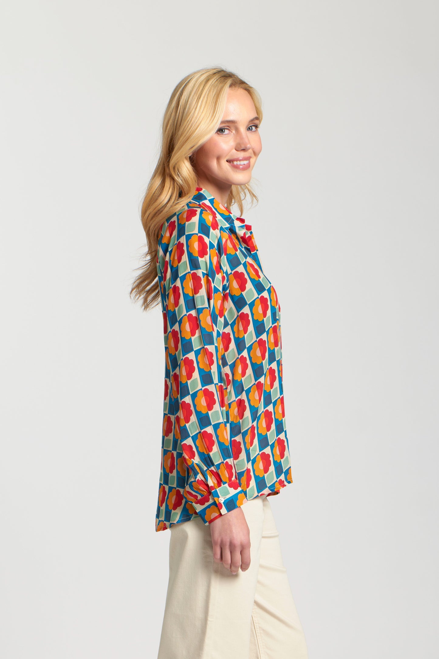 Half-Placket Pullover Blouse DARK ORANGE